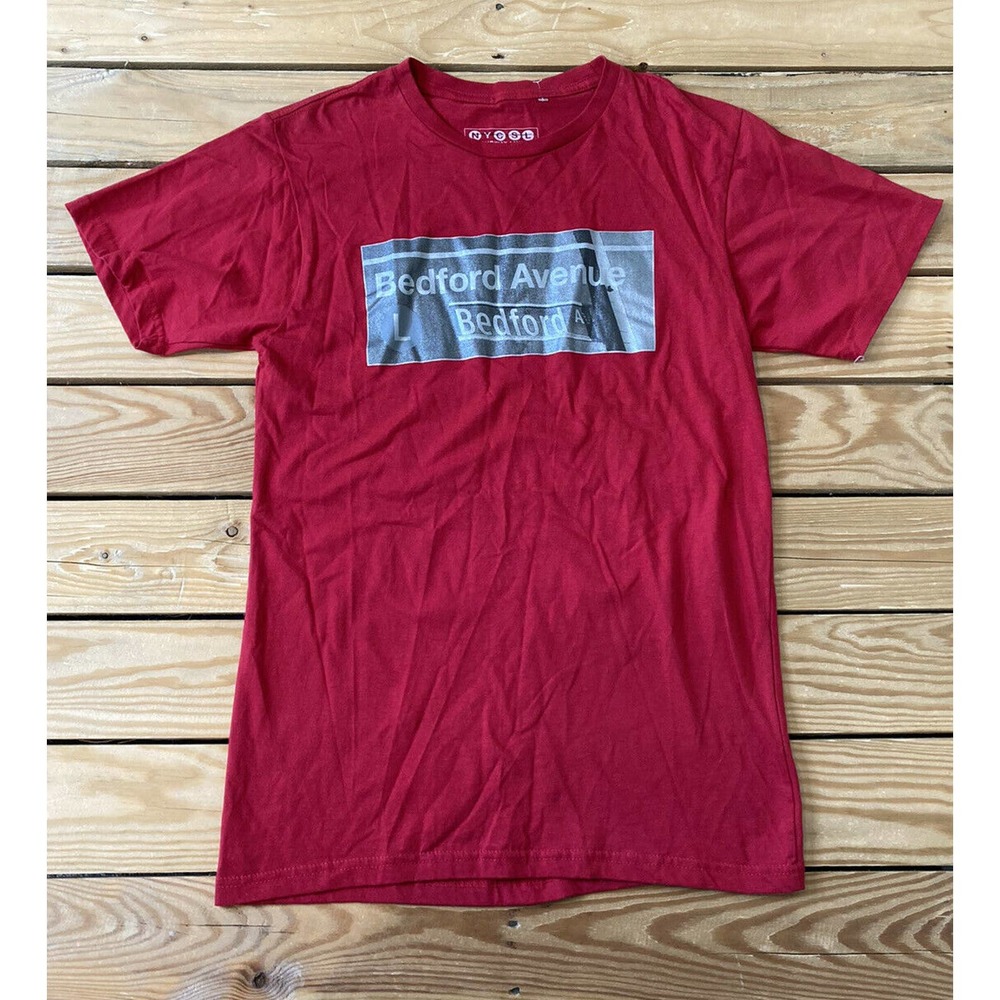 NYC Subway Line Men’s Red Short Sleeve T Shirt S